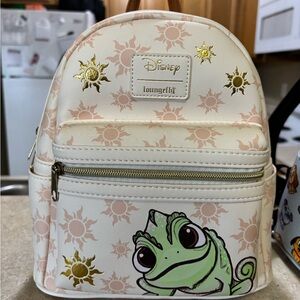 Loungefly Cream and Pink Pascal Mini Backpack with Gold Accents